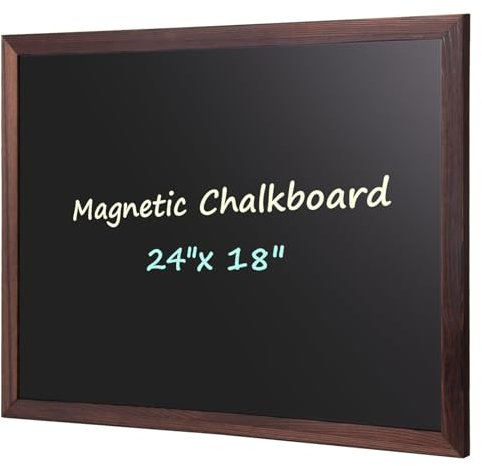Comix Magnetic Chalkboard, 18 x 24 Inches Wooden-Framed Blackboard for Kids, Hanging Chalk Board for Home Kitchen Restaurant Menu