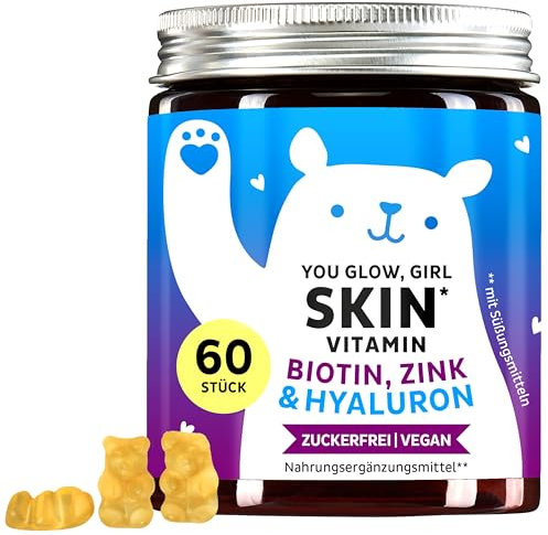 Hyaluronsäure Gummibärchen – Vitamin C, Zink, Biotin - 60 Stück – Zuckerfrei – Bears with Benefits