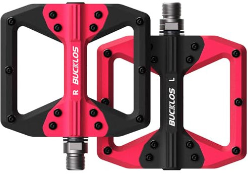 BUCKLOS Mountain Bike MTB Flat Wide Platform Pedals - Bicycle Large Nylon Road BikeNon-Slip Pedal for Ebike/Gravel/Hybrid/Folding Bike 9/16