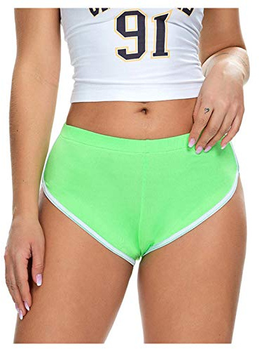 Mini Shorts Mujer Sexy Sport - Leggings Mujer Sexy Short - Scrunch Butt Shorts Mujer - Pantalones de gimnasia para ciclismo, yoga, correr, verano, gimnasio, fitness, correr, danza, verano, verde, XXL