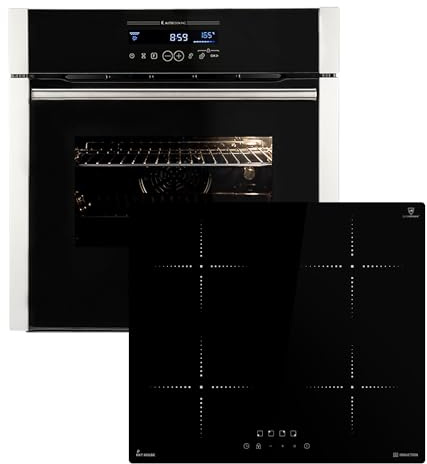 Autarkes Herdset: 60cm Einbaubackofen EB8016ED + 59cm Induktionskochfeld IH85900RL | Katalyse | Drehspieß | Pizzafunktion | Grill | Heißluft | Teleskopauszüge | Automatik-Timer | SET8016IH859RL