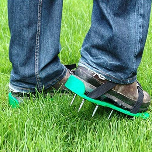 Qukaim Gräsklippare skor gräsmatta luftare skor, gräsplot luftande jord spik sandaler för trädgård, gräsmatta luftare nagelskor, gräs nagelskor, 3 cm spikar, en storlek passar alla