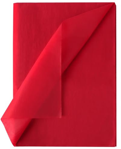 20 Fogli Carta Velina Rossa Carta Regalo Natalizia 50 * 70cm per Confezione Regalo Carta Decoupage Fai da Te Artigianato Festa Natale Compleanno (Rosso)