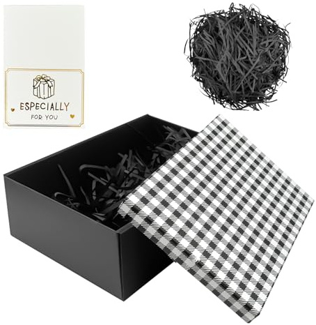 Caja Decorativa Para Regalo, 25x18x8.5 cm Caja Regalo Grande, Caja De Regalo Con Lazo Tarjeta Rafia, Cajas Regalo Carton Para Fiestas Cumpleaños Bodas Aniversarios San Valentín
