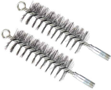 PATIKIL 50mm Dia Bore Brush, 2Pcs Stainless Steel Twisted Wire Cleaning Brush Round Cylinder Pipe Cleaner with 12mm Spiral Shank for Tubes, Ports, Bearings, Drill Driver, Silver Tone