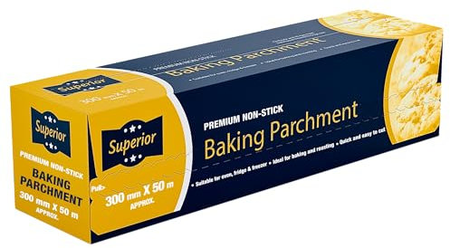 Superior Baking Paper 300mm x 50m, Premium Non-Stick & Thick Parchment Paper for Baking - Greaseproof Paper Roll Oven & Freezer-Safe, Heat Resistant & Easy Cleanup, Perfect for Cakes, Cookies