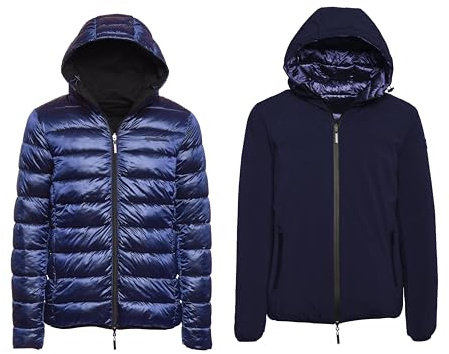 Goodyear Giacca Uomo Invernale Elegante Giubbotto Con Cappuccio E Zip Piumino Caldo Bomber Reversibile (IT, Testo, XL, Regular, Regular, Dark Blu)
