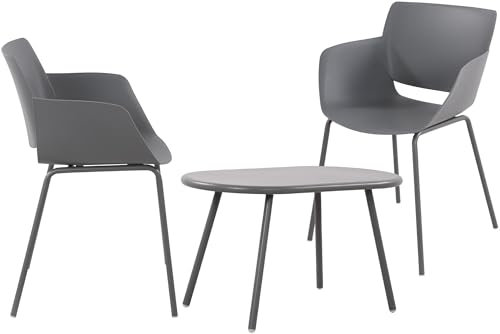 CLP Gruppo di sedute Velvena per Il Giardino I Set Composto da Tavolo Velva e sedie Alpena I Set da Esterno Resistente alle intemperie e ai Raggi UV, Colore:Grigio Scuro, Contenuto del Set:2 sedie
