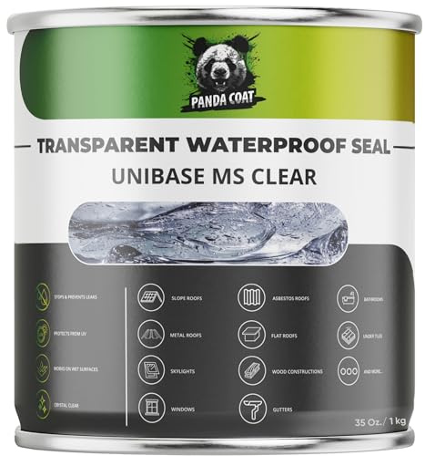PandaCoat Transparenter Wasserdicht Dichtmittel – Flüssigkunststoff für Bäder, Küchen, Fenster, Aquarien, Dächer, Dachrinnen Reparaturset – Dichtschlämme – Für Heimwerkerprojekte Abdichtung (1 kg)