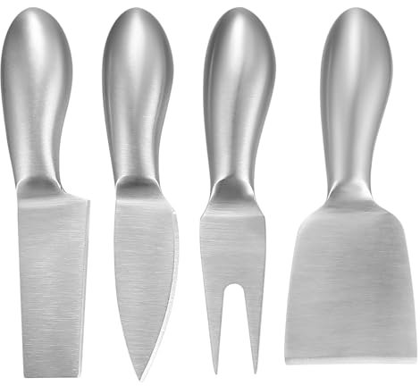 4 Set di Coltello Formaggio, Coltello da Formaggio Acciaio inox, Coltelli da Formaggio da Cucina, Posate per Formaggio, Piccoli Coltelli da Dessert, Coltello da Burro per Insalata di Formaggio Torta