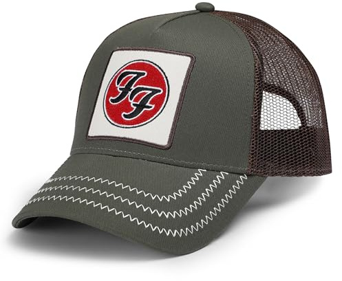 Amplified Trucker Baseballkappe mit verstellbarem Snapback-Verschluss, Atmungsaktiv - FOO Fighters, Olive-Braun