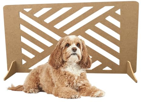 See-Through Wooden Stopper Barrier – Freestanding Dog Stopper for Stairs | Dog Barrier Gate | Puppy Gate for Stairs Indoor | No Drilling Required (40cm (H) x 80cm (W))