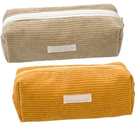 2 Estuches Para Lápices, Bolsas De Almacenamiento De Papelería Para Estudiantes, Bolsas De Papelería Grandes, Suministros De Oficina Escolar (Jengibre, Albaricoque).