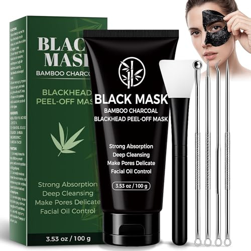 Maschera Peel Off Nera Carbone Di Bambù Per La Rimozione Dei Punti Neri Per Il Viso, maschera viso punti neri rimozione, maschera punti neri per rimuovere punti neri e acne, adatta a uomini, donne