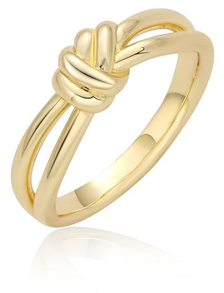 Fimewon Gold Rings for Women Non Tarnish Dainty Promise Rings Friendship Knot Bands Birthday Gifts for Friend Size 7.5