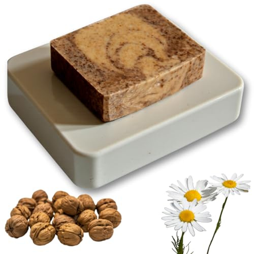 Lucknel Savon naturel fait à la main – Pièce unique (1 pièce – Camomille aux argile de la mer Morte)