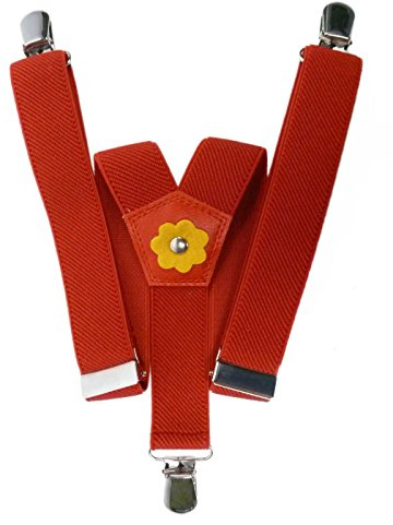 Olata Bretelle per Bambina a Forma di Y, Elastiche, con Design Floreale (1-5 Anni), 2,5 cm. Rosso