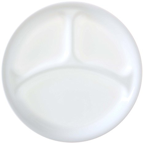 Corelle 3126 Winter Frost White 26cm Divided Dinner Plate, Pack of 6