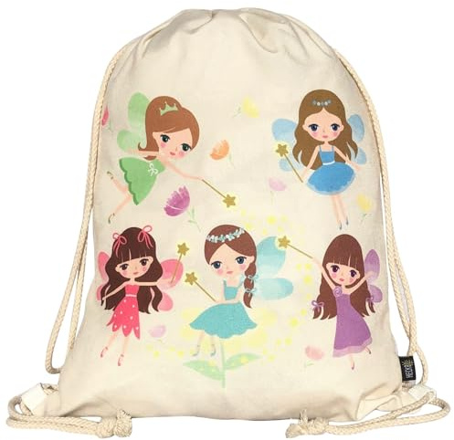 HECKBO sac de gym filles fée-avec motif fée magique (2 côtés) 40x32cm-lavable en machine-le sport, l'école, les loisirs, la maternelle, la crèche, les voyages, le ballet, la danse, le cour de musique