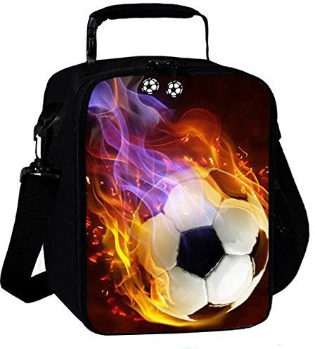 7-Mi 3D Football Kids Reusable Lunch Container Kids Lunch Bags Children Lunch Box Cooler Thermal for School Insulated Meal Tote Shoulder Bag