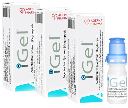 iGel® Moisturizing Eye Drops | Preservative-Free Artificial Tears for Dry, Red, Itchy Eyes | Long-Lasting Relief & Hydration | Contact Lens Safe | Hyaluronic Acid | Made in Europe - 3 x 10ml Bottle