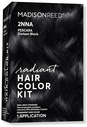 Madison Reed Radiant Hair Color Kit - 2NNA Darkest Cool Black with Ash Undertones (Pescara Black), Dimensional Gray Hair Blending Permanent Hair Dye, PPD-Free & Ammonia-Free, 1 Pack