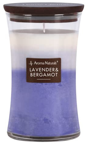 Aroma Naturals Duftkerze im Glas – hochwertiges Sojawachs, rauchfreier Baumwolldocht, 100 Stunden lange Brenndauer (Lavendel & Bergamotte)