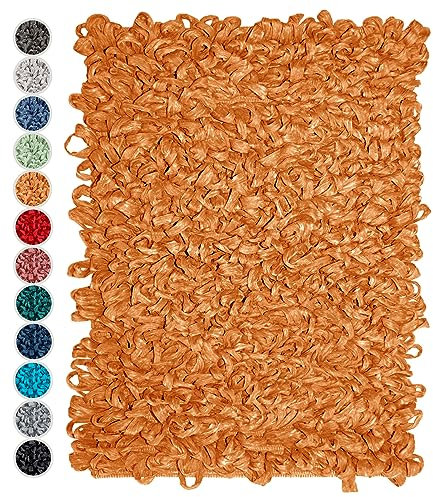 Lashuma kuschel Teppich für Badezimmer Honig Gelb, waschbarer Duschvorleger 50x70 cm