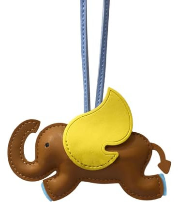 Bottone Niedlicher Elefanten-Taschenanhänger, schicker Schlüsselanhänger aus PU-Leder, Handy-Riemen, Kette, stilvoller Schlüsselanhänger für Mode-Enthusiasten, braun, One size