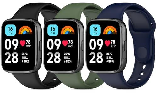 RenSheng 3 st sportband för Redmi Watch 3 Active, färgglada silikonarmband kompatibla med Redmi Watch 3 aktiva remmar