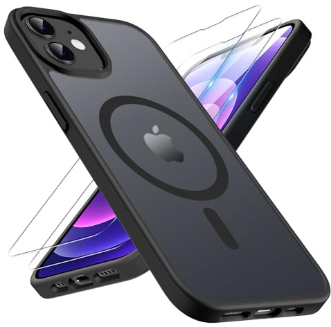 TQIAHF Magnetic Phone Case Cover for iPhone 12 / iPhone 12 Pro,Black