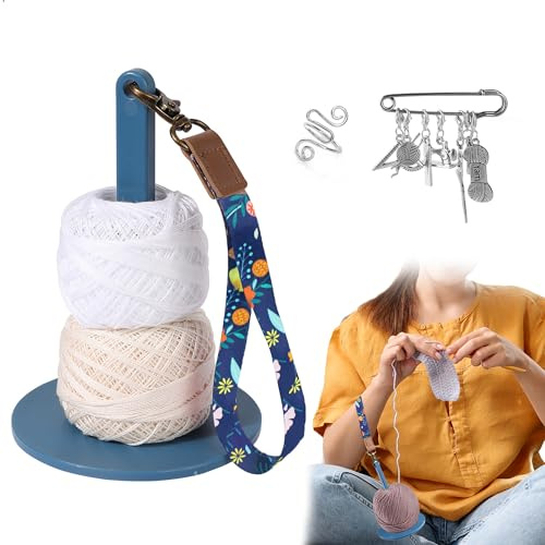 Maquina Tricotin Tejer Maquina Coser Portatil de Hilo de Muñeca con Correa para Manualidades, Ganchillo,Punto,con Imperdible,Apto para Interior,Salón y Exterior,1 Pieza,Azul