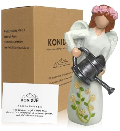 KONIDUN Gartengeschenke für Frauen, Gartenengel Geschenk für Gärtner, Mutter, Schwester, geformter handbemalter Engel Figur Weihnachtsschmuck