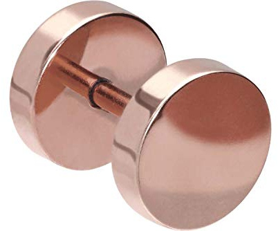 PIERCINGLINE Kirurgiskt stål kontakt | Fake Plug RUND | Piercing örontunnel | Färgval och storlek e rostfritt stål, 6 mm, colore: Roségoldfarben, cod. RL902-6