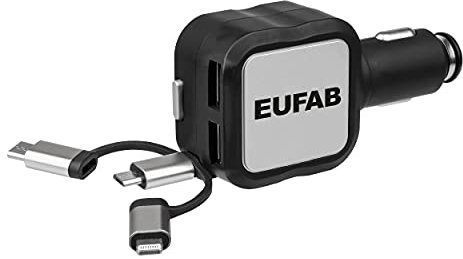 Eufab 16552 Universal KFZ USB-Ladekabel, schwarz
