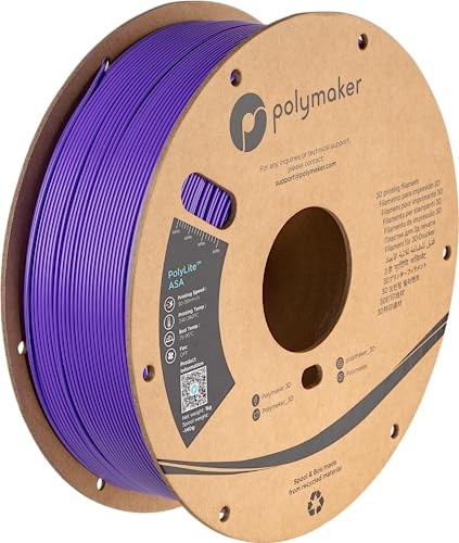 Polymaker ASA Filament 1,75 mm lila ASA, 1 kg hitze- und wetterbeständige 3D-Drucker-Filament-Kartonspule – PolyLite ASA 1,75 3D-Filament, lila, perfekt zum Drucken von Outdoor-Funktionsteilen