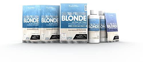 Knight & Wilson Colour-Freedom Blonde Ultra high lift Hair Bleach powder and White Blonde Neutralising Toner with Cream Developer 6% 20VOL (with 9% 30 Volume Developer)
