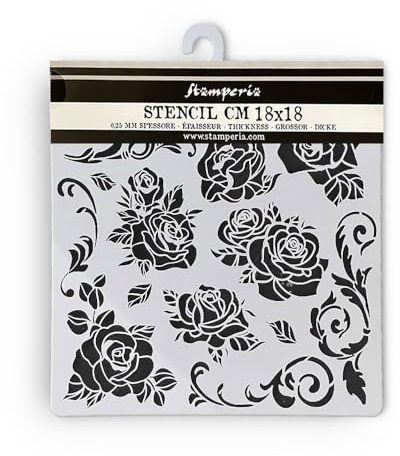 Stamperia KSTDQ104 Pochoirs Motif Rose, Multicolore, 18 x 18 x 0,2 cm