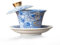 fanquare Gaiwan Chinois Loong Bol à Thé Sancai Bleu avec Couvercle Set de Tasses à Thé et Soucoupes en Porcelaine pour la Maison et le Bureau