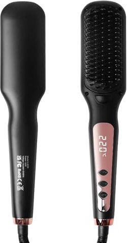 BelonLink Cepillo Alisador Pelo, Plancha de Pelo Profesional, Peine Alisador de Pelo con Iones Negativos, 6 Temperaturas, 120°C-220°C, Apagado Automático, LCD-Display, Protección Antiquemaduras