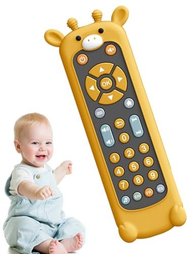 Juguete teledirigido para bebés, juguete teledirigido para niños pequeños | Juguetes musicales de aprendizaje en forma de animal lindo | Control remoto de TV musical para niños pequeños, 3 idiomas