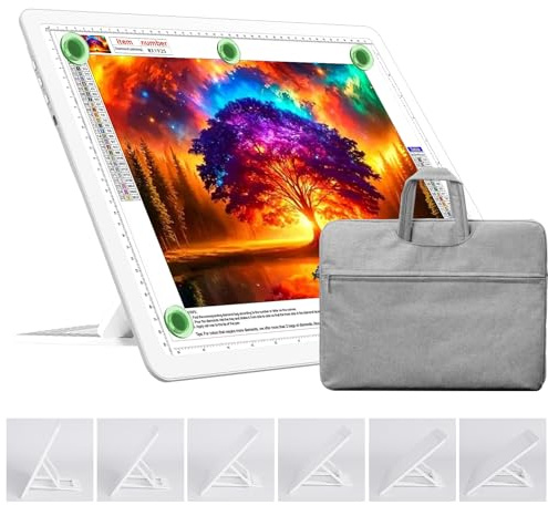 TOHETO A3 rechargeable Tableau lumineux avec support, sac, bloc lumineux magnétique super lumineux avec boutons latéraux, boîte à lumière sans fil pour traçage et le dessin, croquis, peinture diamant
