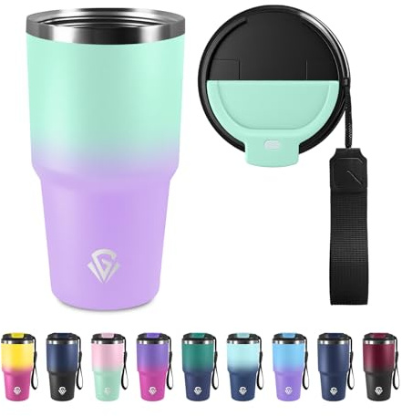 Mug Isotherme 600ml 20oz, Thermo Café Réutilisable Acier Inoxydable 304, Tasse Isotherme sans BPA, Tasse Thermos Double Paroi, Tumbler pour École, Sport, Bureau, Gym, Yoga, Camping, Randonnée