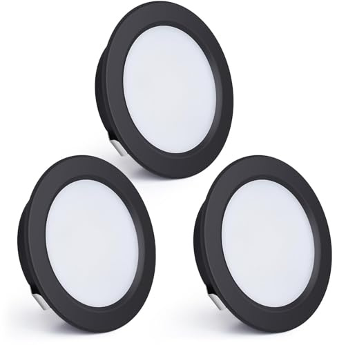 KYOTECH Faretti da Incasso a LED 230V, 4W 440LM Faretti LED da Soffitto Ultrapiatti 16mm 4000K Bianco Neutro Foro 55-60mm per Cucina, Soggiorno, Camera da Letto, Nero, Set da 3