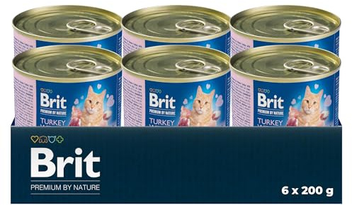 Brit Premium Pâté Comida húmeda para Gatos, Sabor a Pavo e hígado, 6 x 200 g