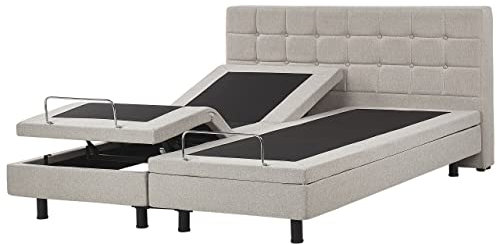 Beliani Polsterbett elektrisch verstellbar beige 180x200 cm mit Fernbedienung Duke