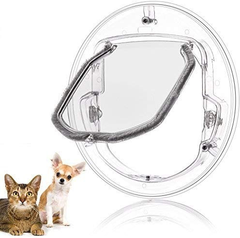 Gattaiola per Vetro Singolo Trasparente Sportello Porta a Gatto con Serratura a 4 Vie Porta Basculante Porta a Battente per Animali Domestici Piccola Porta con Finestra in Vetro per Gatti e Cani