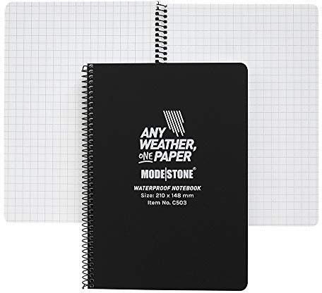 Modestone Allwetter Notizblock Wasserfest – A5 60 Seiten / 30 Blatt kariert - Notizbuch Wasserdicht - Steinpapier Block - Wasserfestes Papier - Ideal für den Outdoor-Bereich