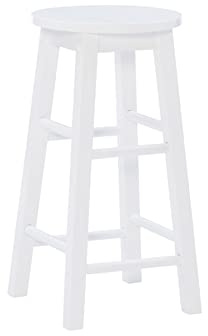 Linon Zeke White 24 Counter Stool with Round Seat