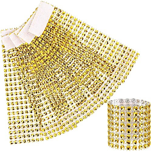 150 Pcs Rhinestone Napkin Rings Rhinestone Mesh Napkin Holders for Wedding Receptions Or Napkin Holder Adornment(Gold)